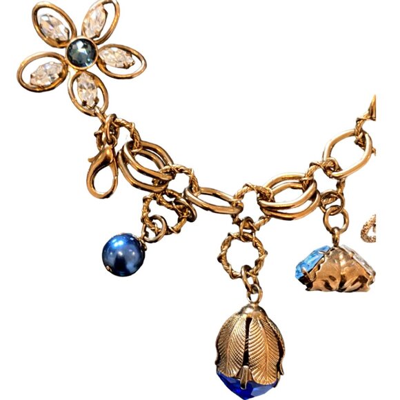 Bracelet, Nouvelle Bijoux (Made in Italy), Rose Gold Chain with Blue Details - Picture 2 of 4